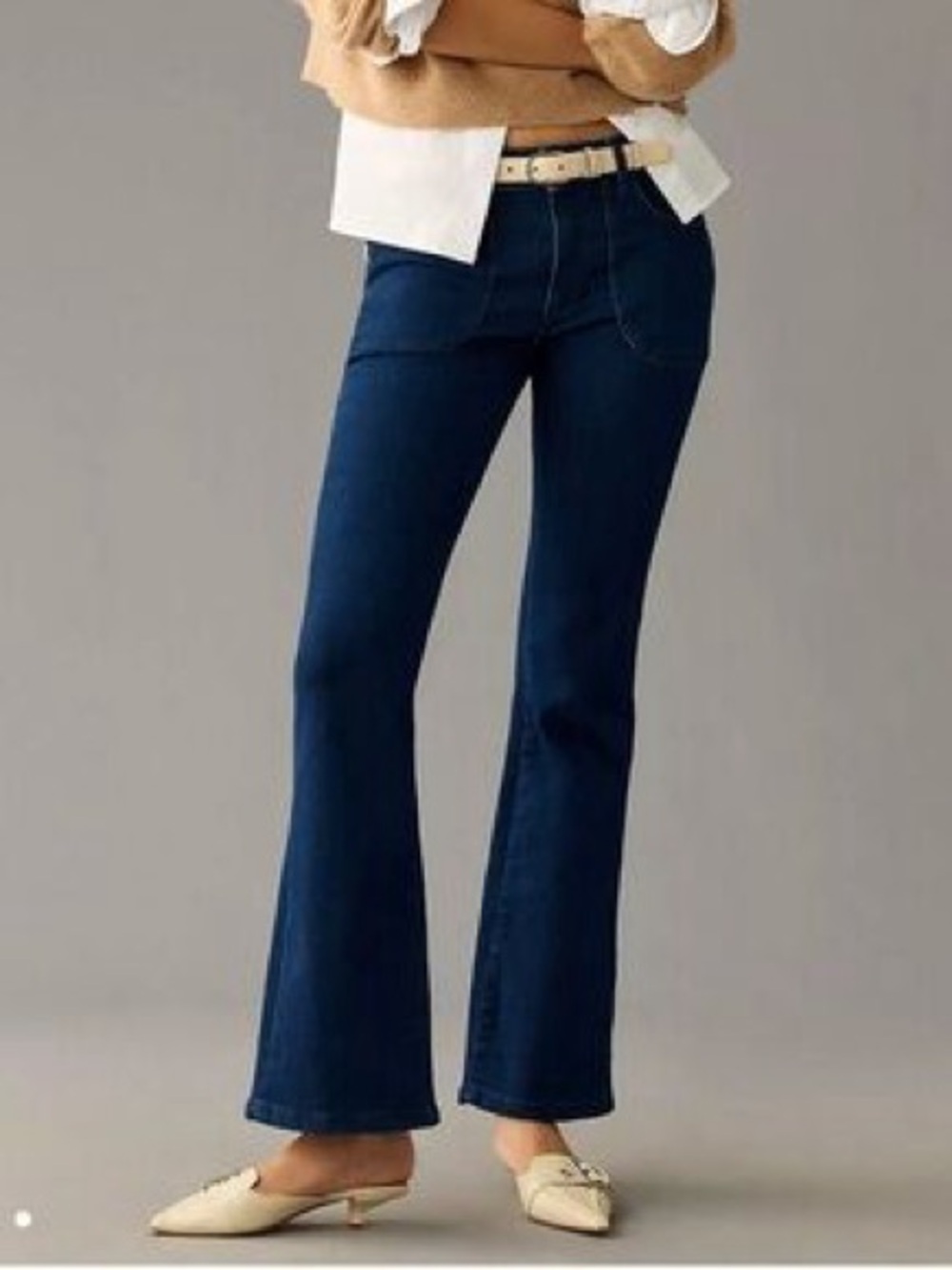 Pilcro Dark Blue High-Rise Flare Jeans